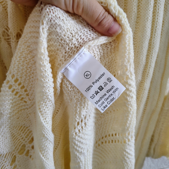 Vintage Style Women's Cream Open Knit Lace Button Front Maxi Dress Fits M/L - Picture 8 of 16